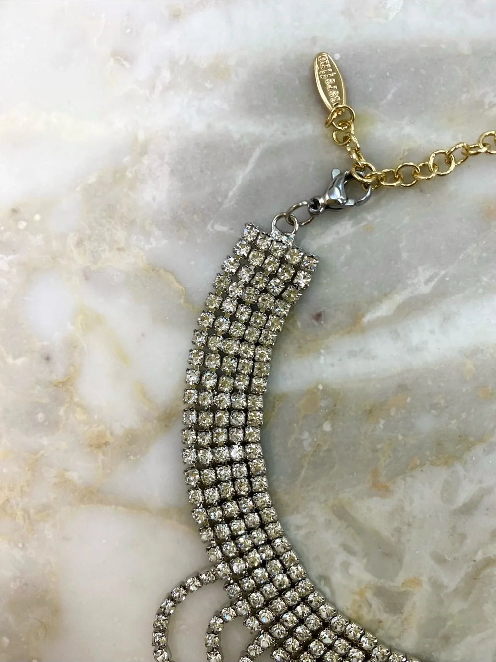 Anthropologie NWT Draped Bib Statement Necklace in Rhinestone